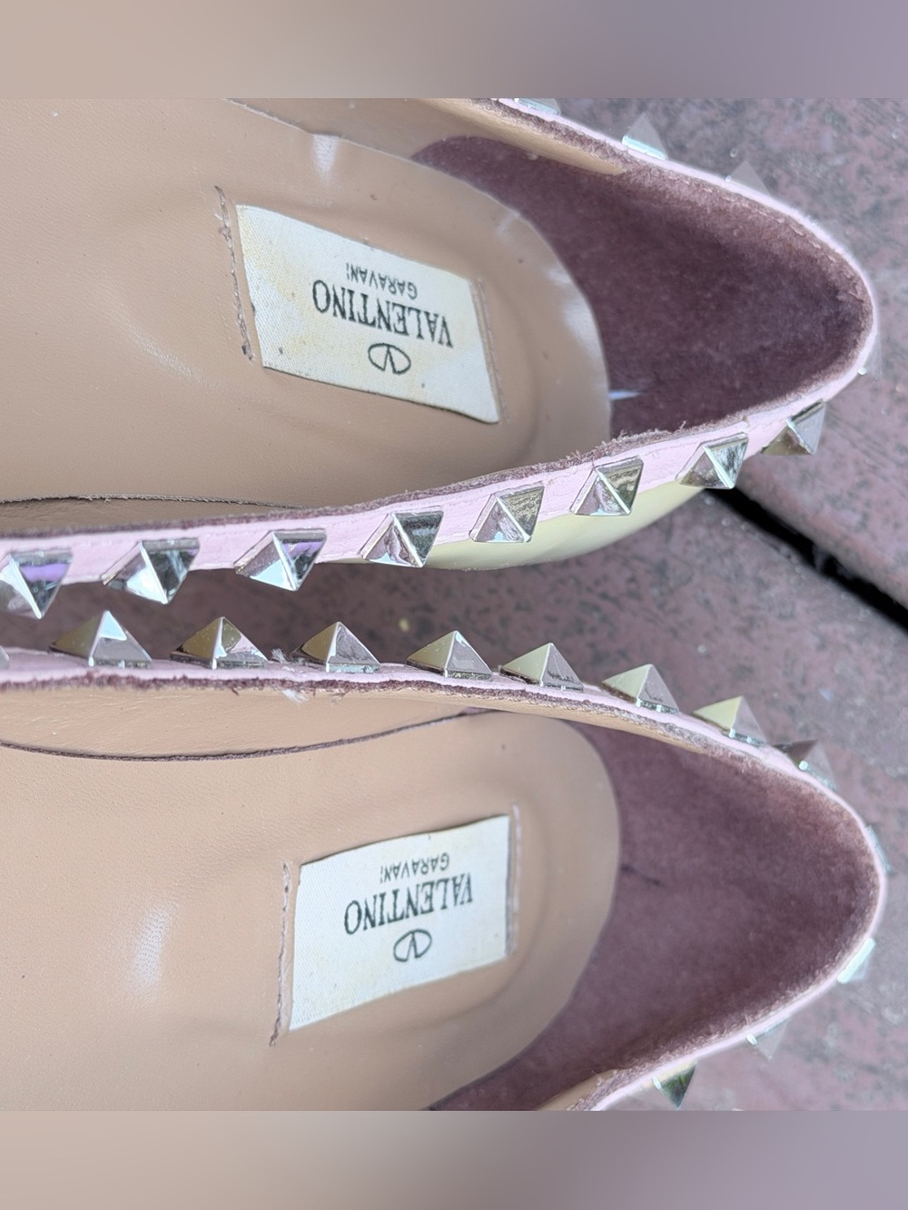 Valentino Garavani Rockstud Patent Leather Pointed Toe Ballet Flats EU 40 Nude - Picture 10 of 13